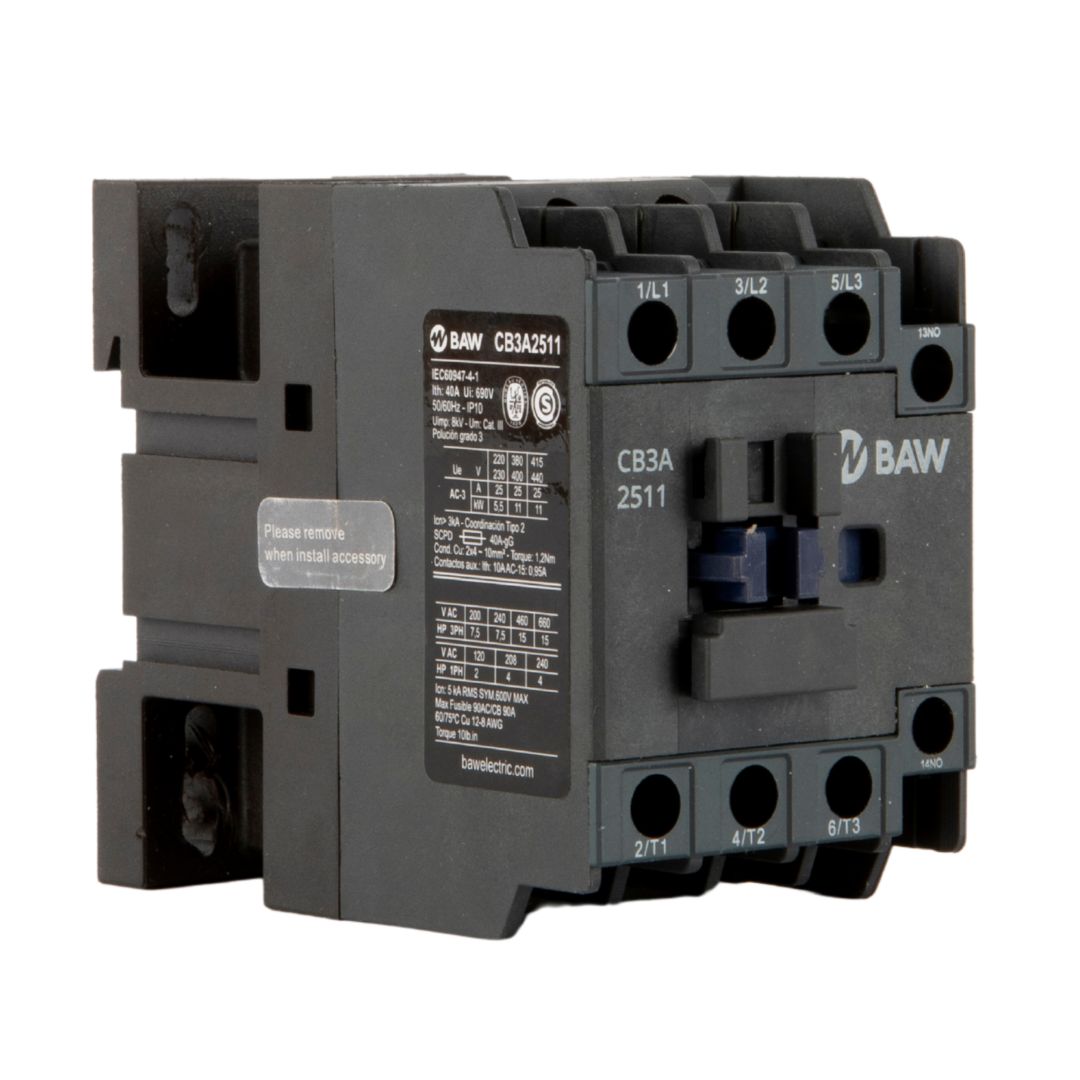 Contactor 3P. 11kW AC3 25A 1Na+1Nc Bobina 24Vca 50-60Hz