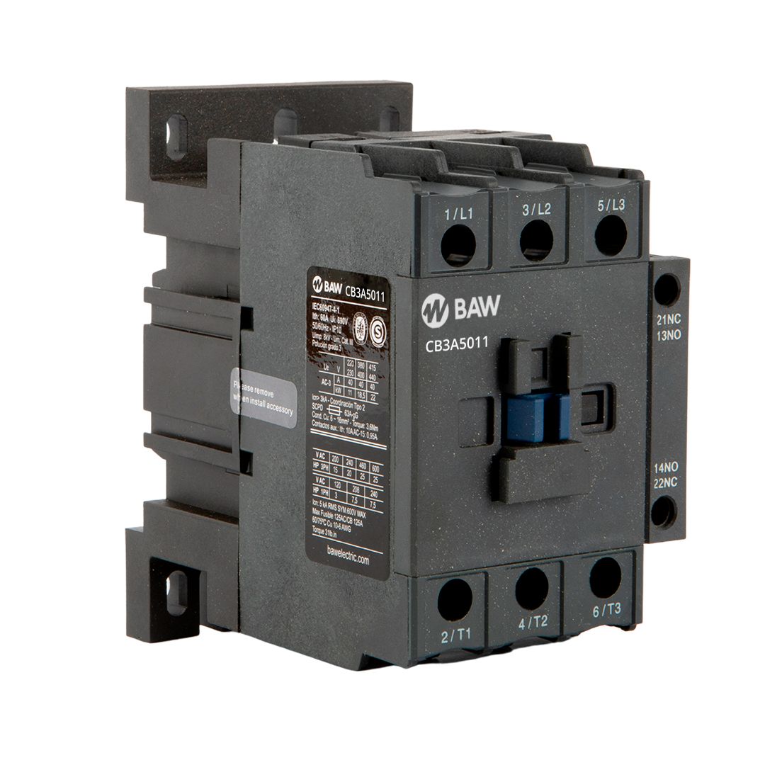 Contactor 3P. 22kW AC3 50A 1Na+1Nc Bobina 24Vca 50-60Hz