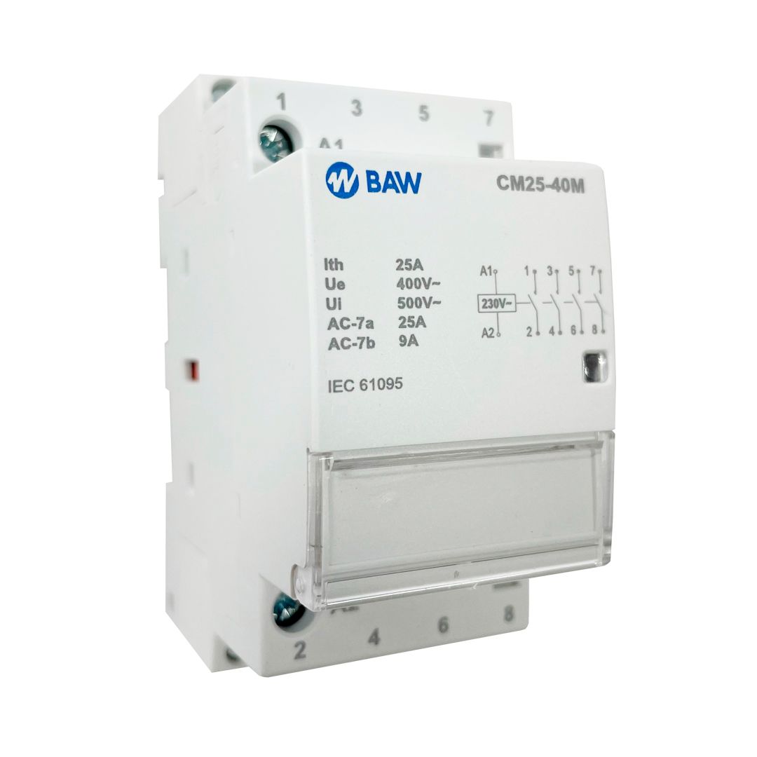 Contactor modular 4P 4NO. Un=400Vca. In=25A. Uc=230Vca.