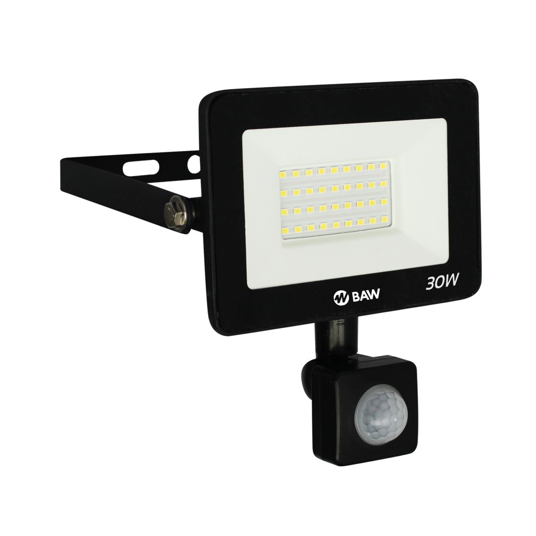 Luminaria LED tipo reflector c/Sensor de movimiento, 220V~, 50-60Hz, 30W Temp. Color: 6500° K