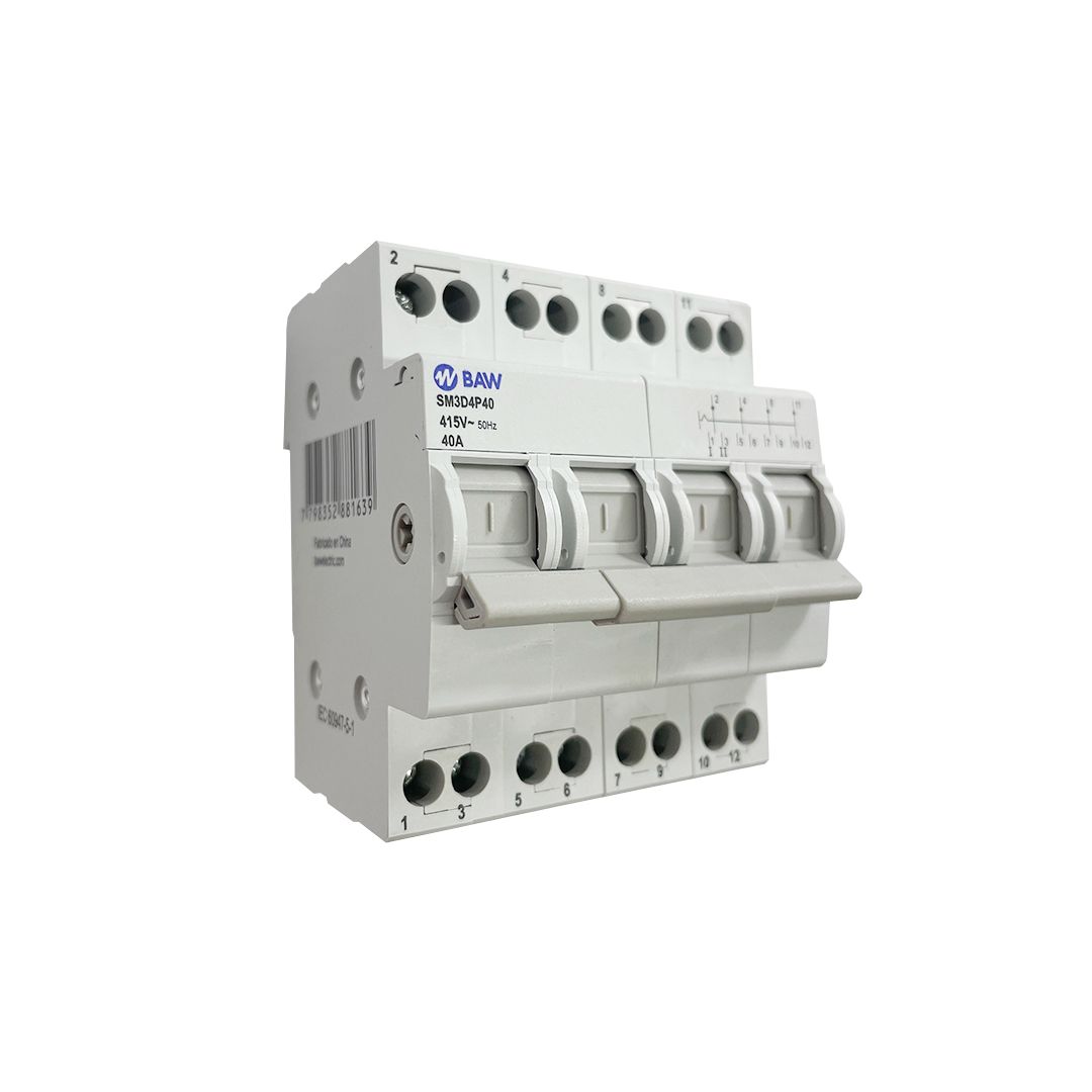 Conmutadora manual 4P I-0-II. 40A 400Vca 50Hz. IEC 60947-5-1.