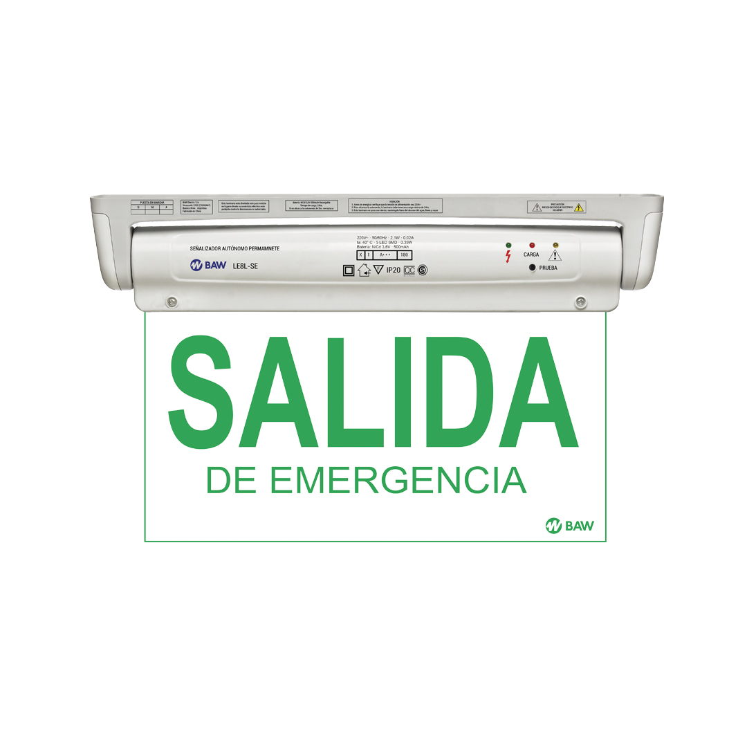 Cartel señalizador permanente y de emergencia con autónomia ≥3hs.Pictograma: 