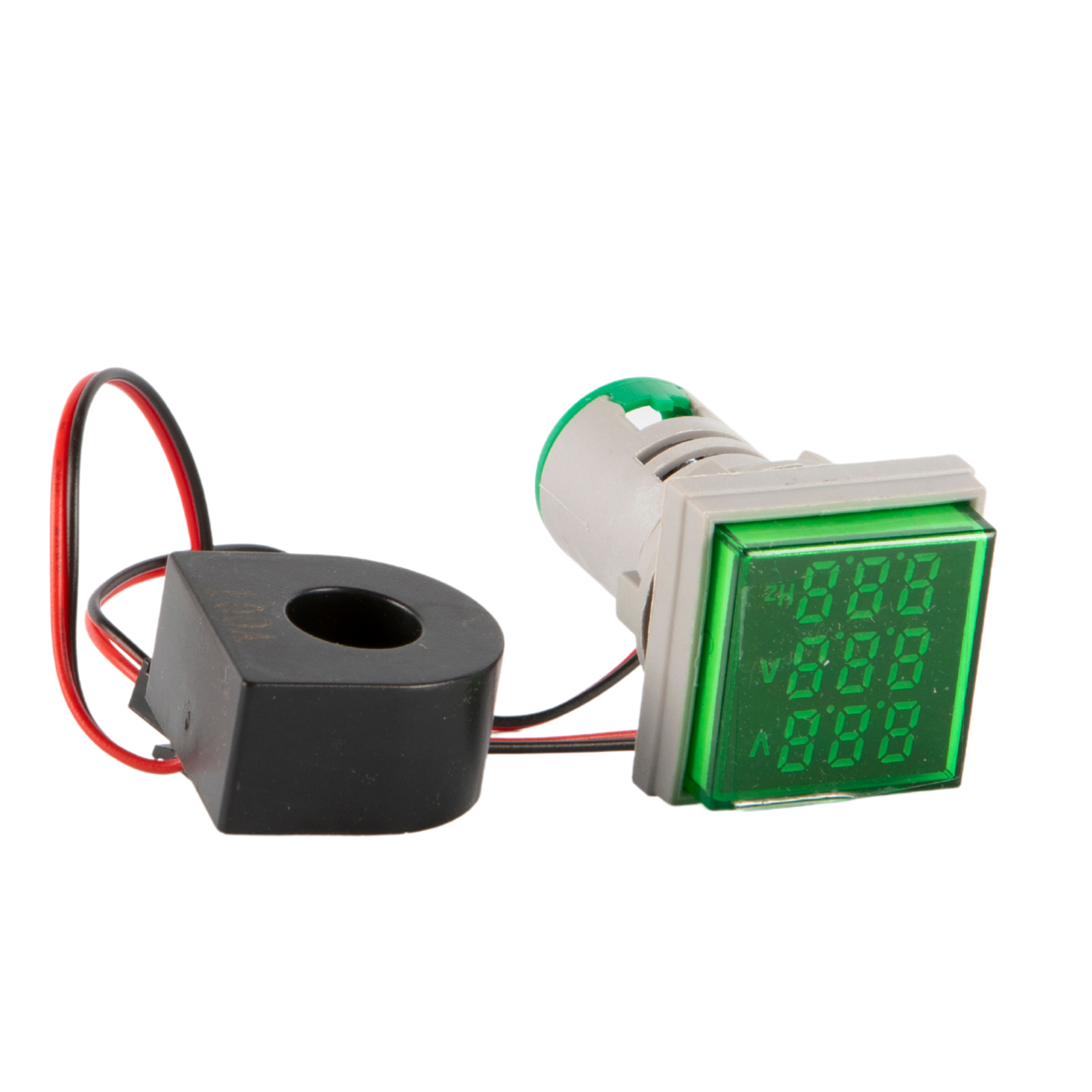 Mini Volt-Amp-Hz digital LED 80-500Vca, 100A~ 20-75Hz. VERDE