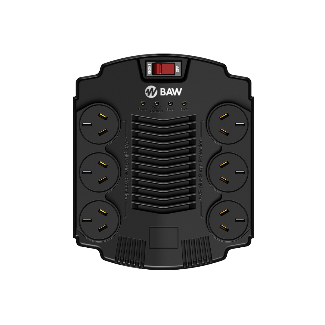 Estabilizador de Tensión Automático 1200VA 600W BAW ET6600Y1 con 6 Tomas IRAM y AVR